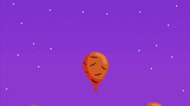 halloween animation with balloons helium ,4k video animated