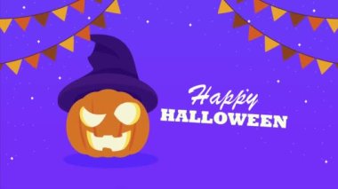 happy halloween celebration lettering animation ,4k video animated