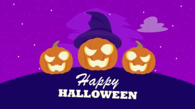 happy halloween celebration lettering animation ,4k video animated