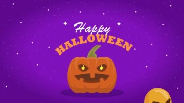 happy halloween celebration lettering animation ,4k video animated
