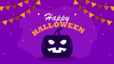 happy halloween celebration lettering animation ,4k video animated