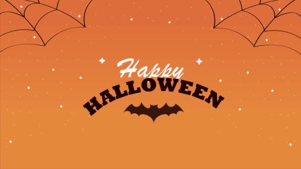 Happy Halloween Lettering Bat Animation Video Animated — Vídeo de Stock