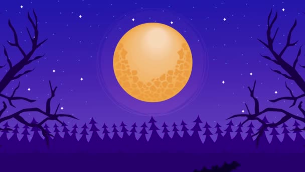 Happy Halloween Animation Fullmoon Video Animated — Stockvideo