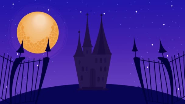 Halloween Animation Castle Night Scene Video Animated — Stock videók
