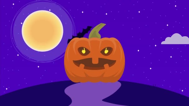 Fröhliche Halloween Animation Mit Kürbis Video Animiert — Stockvideo
