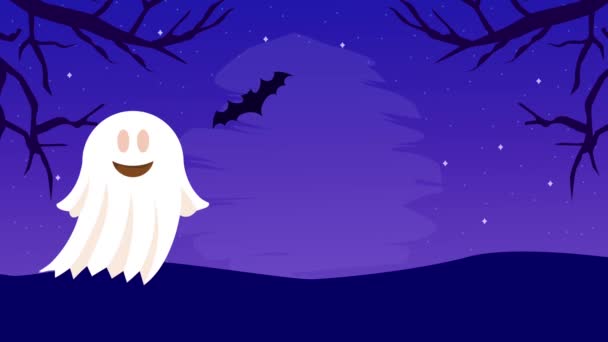 Fröhliche Halloween Animation Mit Gespenst Video Animiert — Stockvideo