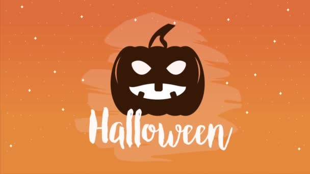 Halloween Celebration Lettering Pumpkin Video Animated — 비디오