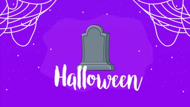 Halloween Celebration Lettering Graveyard Video Animated — Vídeo de Stock