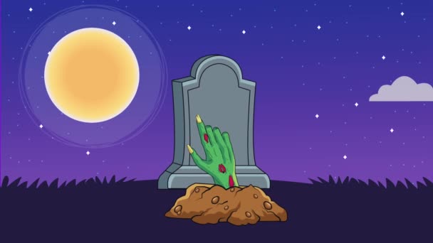 Animație Fericită Halloween Mână Zombie Video Animat — Videoclip de stoc