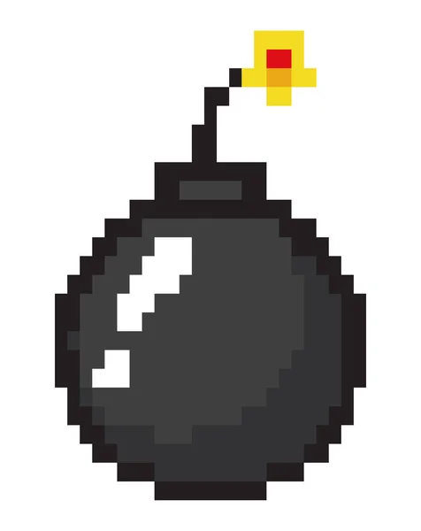 Bombe Pixel Art Icône Isolée — Image vectorielle