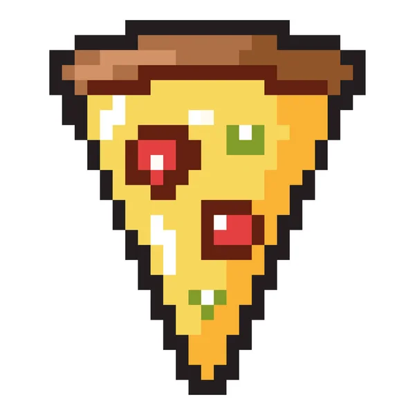 Pizza Pixel Kunst Geïsoleerd Pictogram — Stockvector