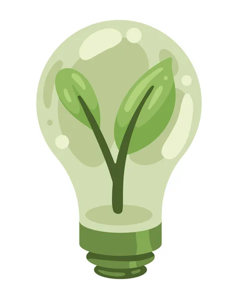 Light Bulb Green Energy Isolated Icon — 스톡 벡터