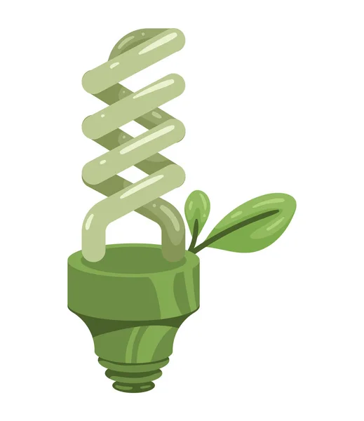 Bombilla Energía Verde Icono Aislado — Vector de stock