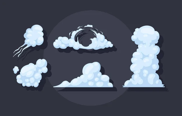 Pictogrammen Wolken Pluizig Vector Afbeelding — Stockvector