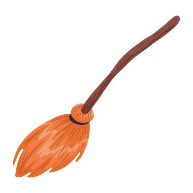 witch broom icon isolated flat
