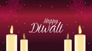 Mumlu diwali festivali mektupları, 4k video animasyonu