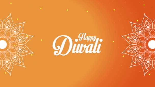 Boldog Diwali Fesztivál Betű Mandalákkal Videó Animált — Stock videók