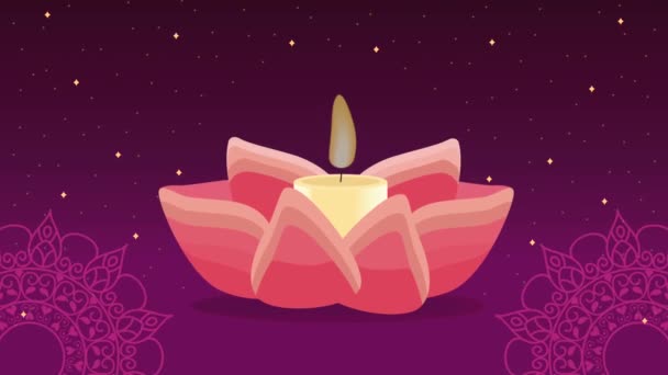 Diwali音乐节动画与莲花 4K视频动画 — 图库视频影像
