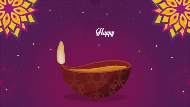 Boldog Diwali Fesztivál Felirat Lámpással Videó Animált — Stock videók
