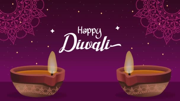 Feliz Festival Diwali Letras Con Linternas Video Animado — Vídeos de Stock