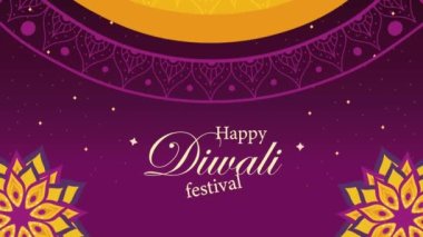 diwali festivali mektupları ve mandalas animasyonu, 4k video animasyonu