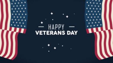 ABD bayraklarıyla mutlu gaziler günü, 4k video animasyonu