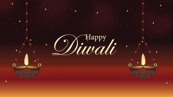 Happy Diwali Festival Lettering Lamps Video Animated — Stock Video ©  jemastock #607680942