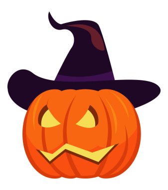 Cadılar bayramı balkabağı ve cadı şapkası simgesi