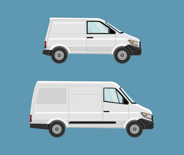 Mockup Φορτηγά Λευκά Οχήματα Εικονίδια — Διανυσματικό Αρχείο
