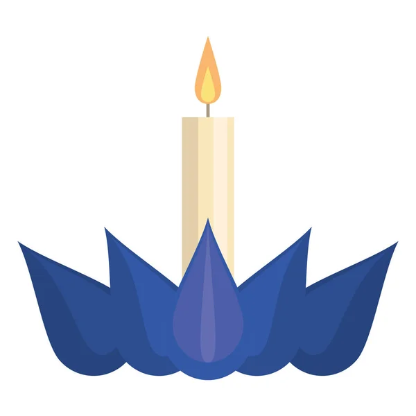Синя Квітка Лотоса Значком Свічки — стоковий вектор