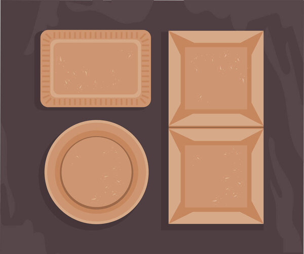 three eco packagings set icons