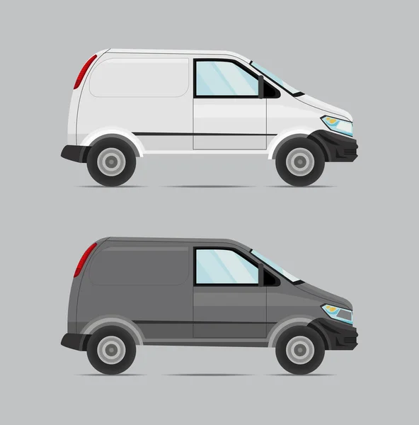 Icônes Maquette Camionnettes Grises Blanches — Image vectorielle