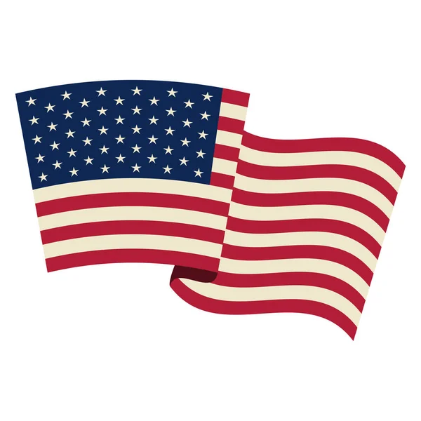 Vlajka Usa Mávající Izolovanou Ikonou — Stockový vektor