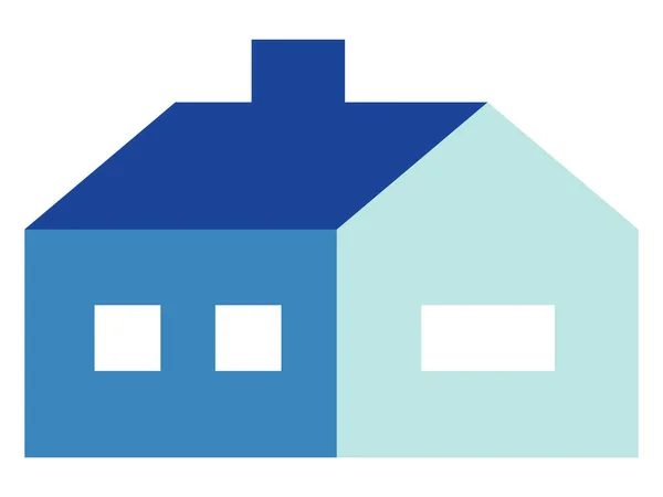 Huis Buitenkant Blauwe Gevel Pictogram — Stockvector