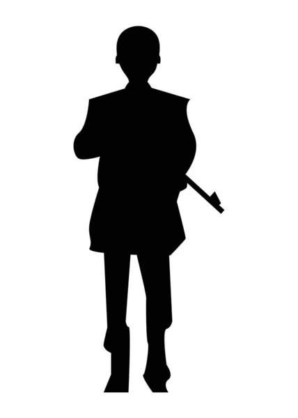 Enfant Avec Icône Silhouette Arme — Image vectorielle