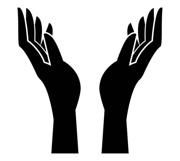 Hands Human Protecting Silhouettes Icon — Stock Vector
