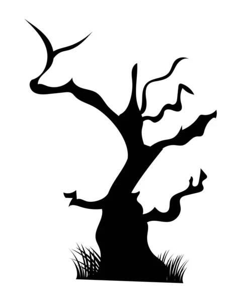 Árbol Seco Silueta Negro Estilo — Vector de stock