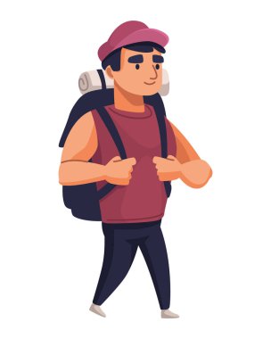 Gezgin yürüyen komik karakter