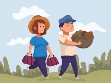 Gezgin çift manzarada