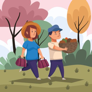 Kamp karakterlerindeki gezginler.