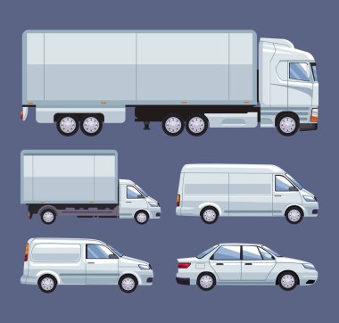 beş beyaz araç modelleme simgesi