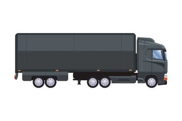 Camión Remolque Negro Vehículo Icono Maqueta — Archivo Imágenes Vectoriales