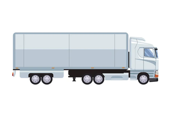 Witte Trailer Vrachtwagen Voertuig Mockup Pictogram — Stockvector