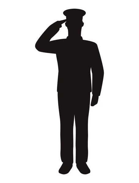 Officer Military Saludating Silhouette Icon — Stock Vector