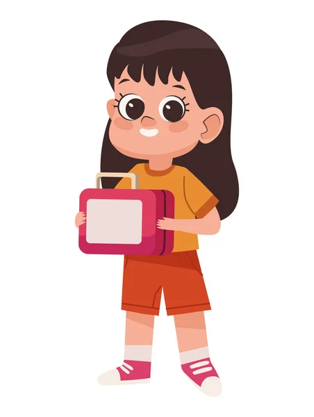 Student Girl Lunch Box Character — Stock Vector
