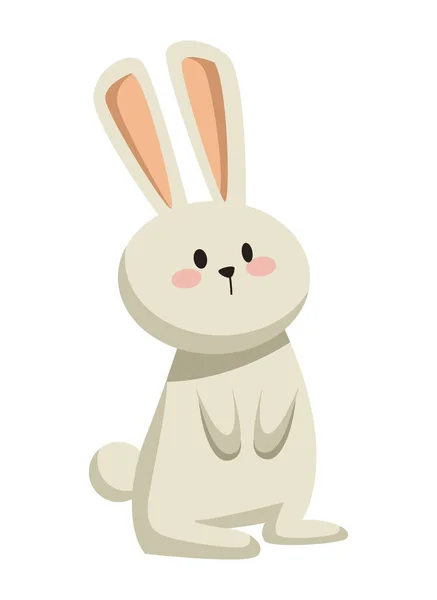 Little Rabbit White Cute Character — Stock Vector
