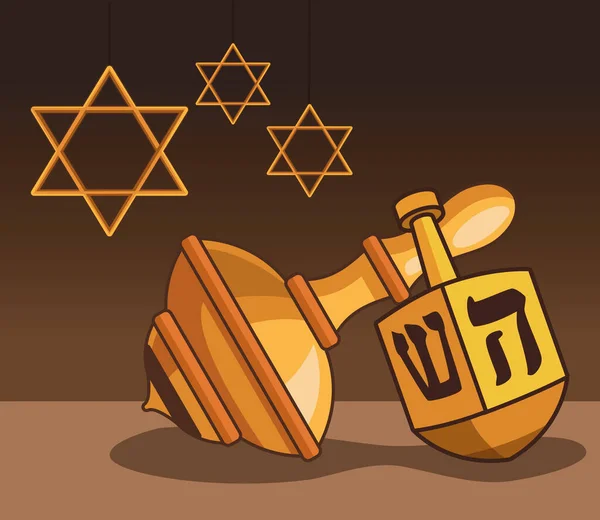 Hanukkah Dreidel Girando Iconos Parte Superior — Archivo Imágenes Vectoriales