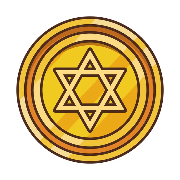 Moneta Oro Ebrea Con Stella — Vettoriale Stock