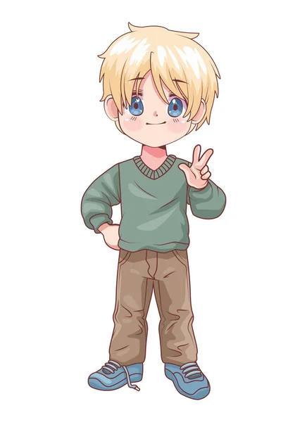 Anime Blond Hair Boy Character — Stock Vector