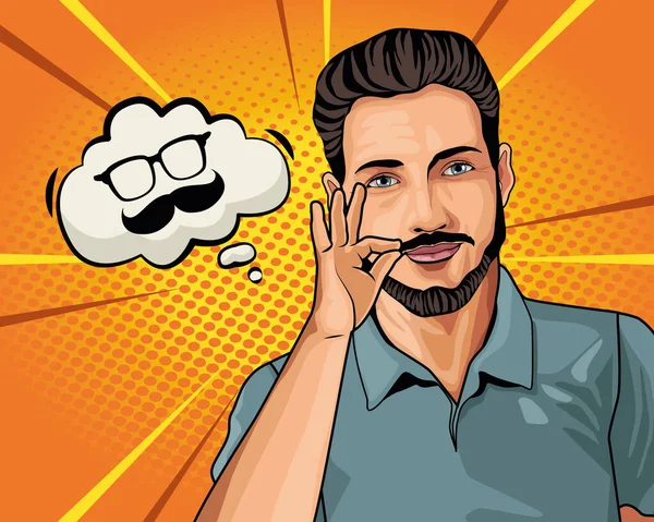 Homme Avec Moustache Lunettes Caractère — Image vectorielle